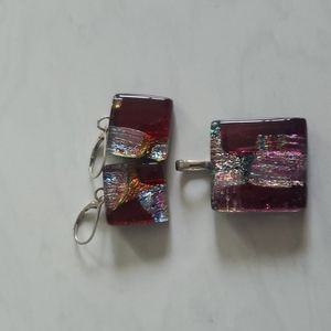 Allie cat stone pendant and earrings